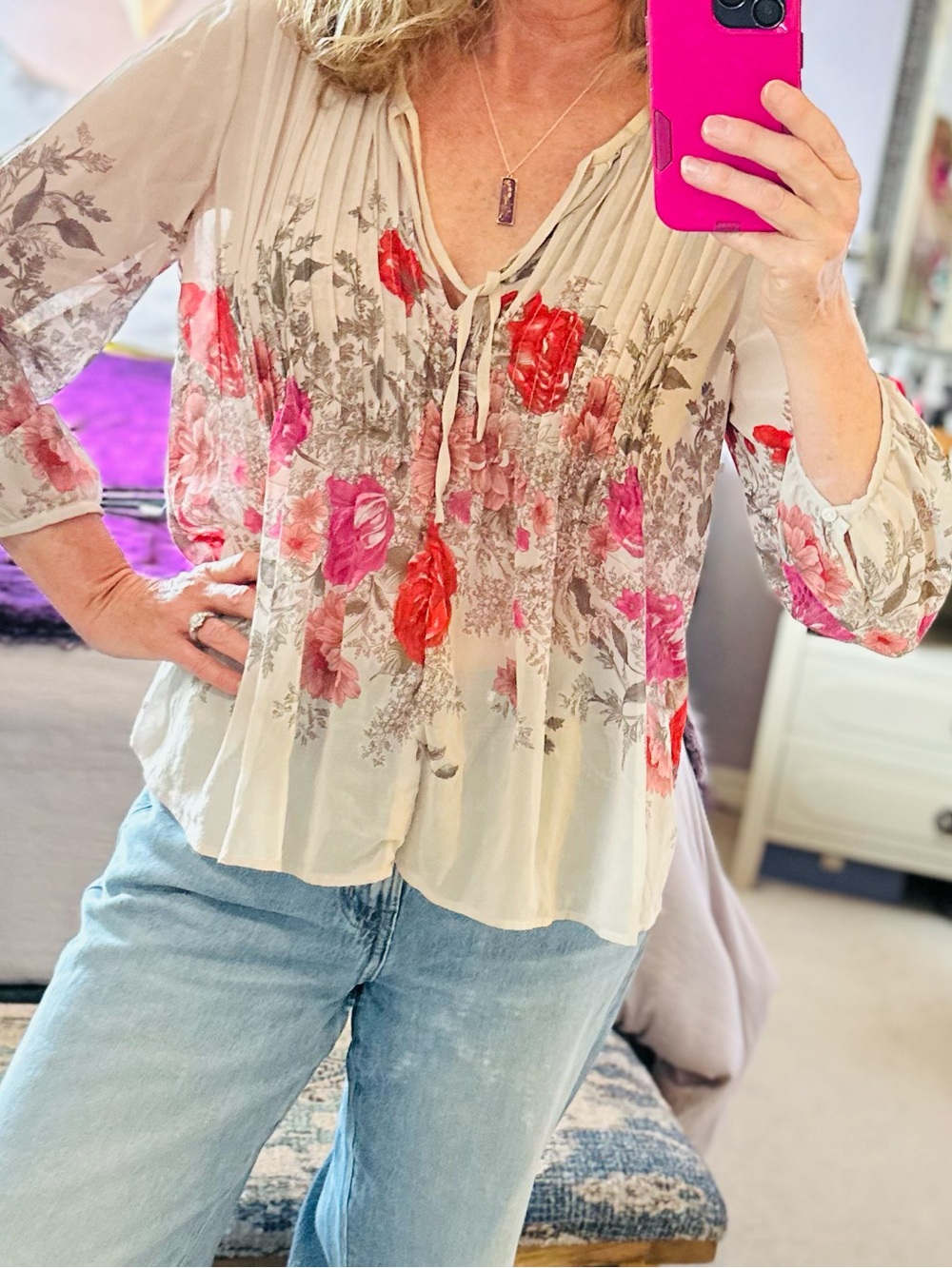 Joie 100% Silk Zakia Blouse - Petal